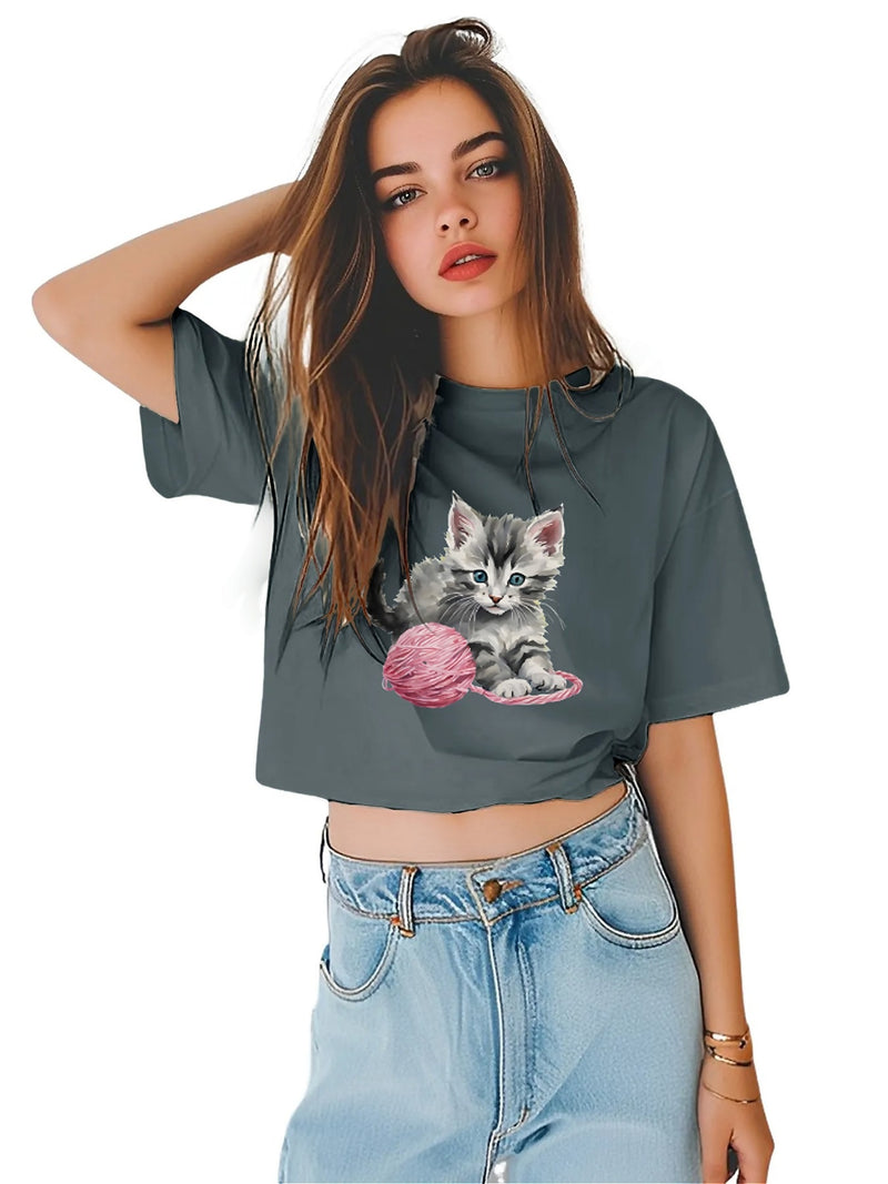 Earkoha Graphic T Shirts for Women Summer Casual Halloween Printed Tee Cotton Tops Loose Fit