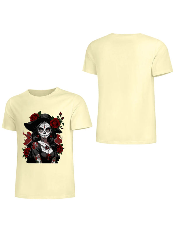 Earkoha Graphic T Shirts for Women Summer Casual Halloween Printed Tee Cotton Tops Loose Fit