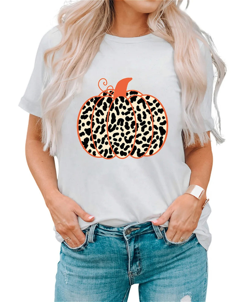 Earkoha Graphic T Shirts for Women Summer Casual Halloween Printed Tee Cotton Tops Loose Fit