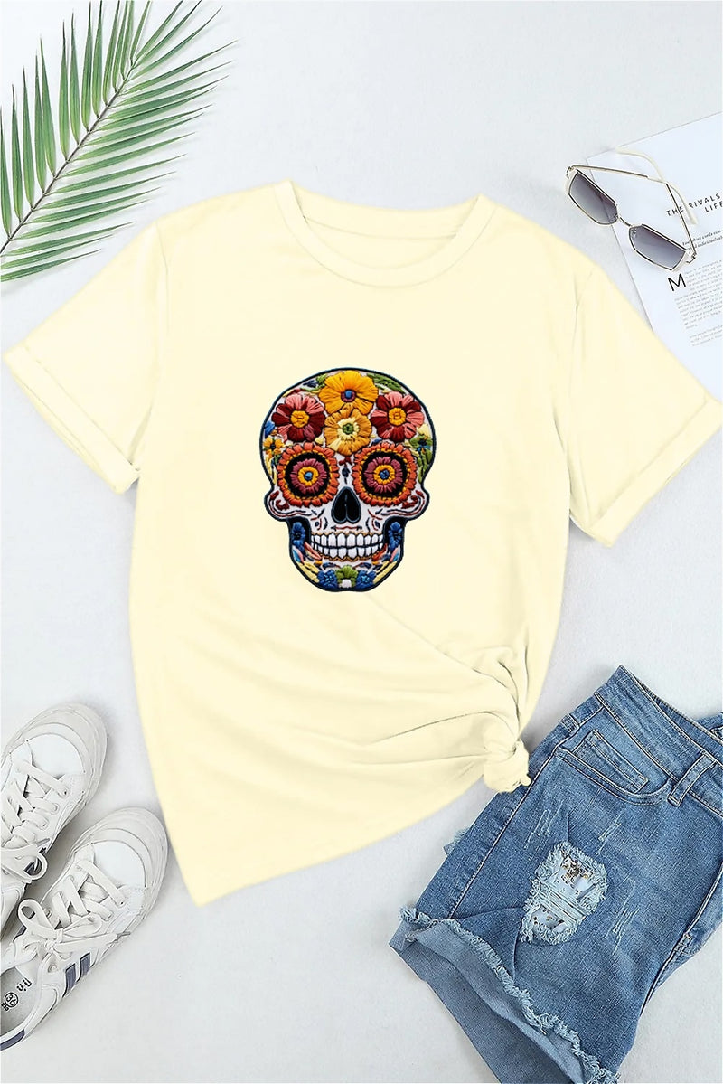 Earkoha Graphic T Shirts for Women Summer Casual Halloween Printed Tee Cotton Tops Loose Fit