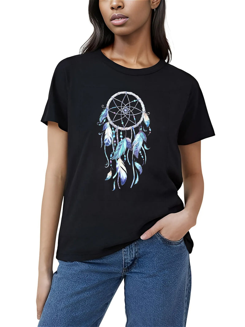 Earkoha Graphic T Shirts for Women Summer Casual Halloween Printed Tee Cotton Tops Loose Fit