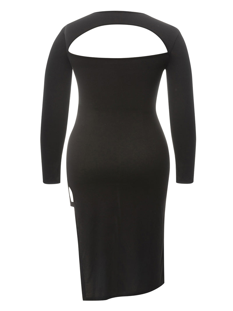 Black High Slit Body Dress