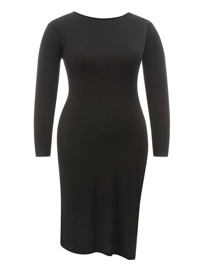 Black High Slit Body Dress