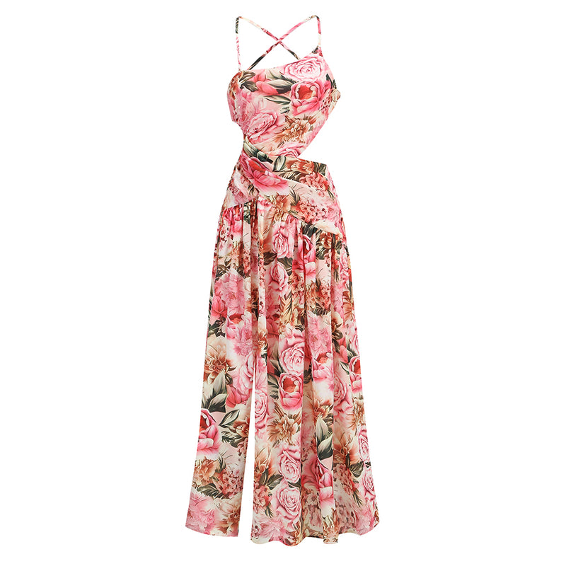 Strappy Sleeveless Floral Midi Dress KLYS007