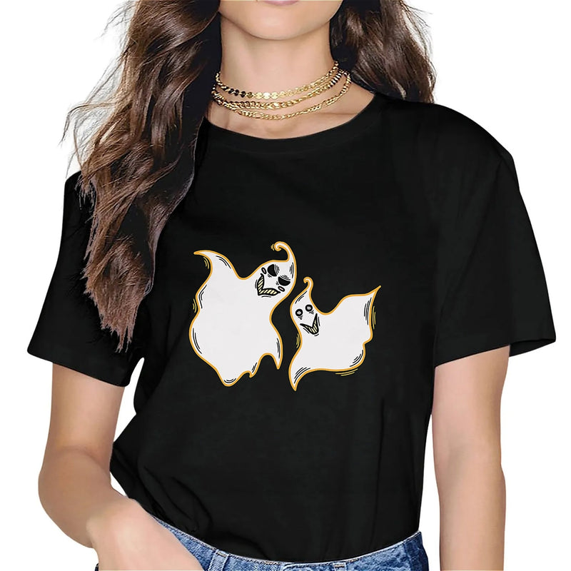 KevaMolly Graphic T Shirts for Women Summer Casual Halloween Printed Tee Cotton Tops Loose Fit