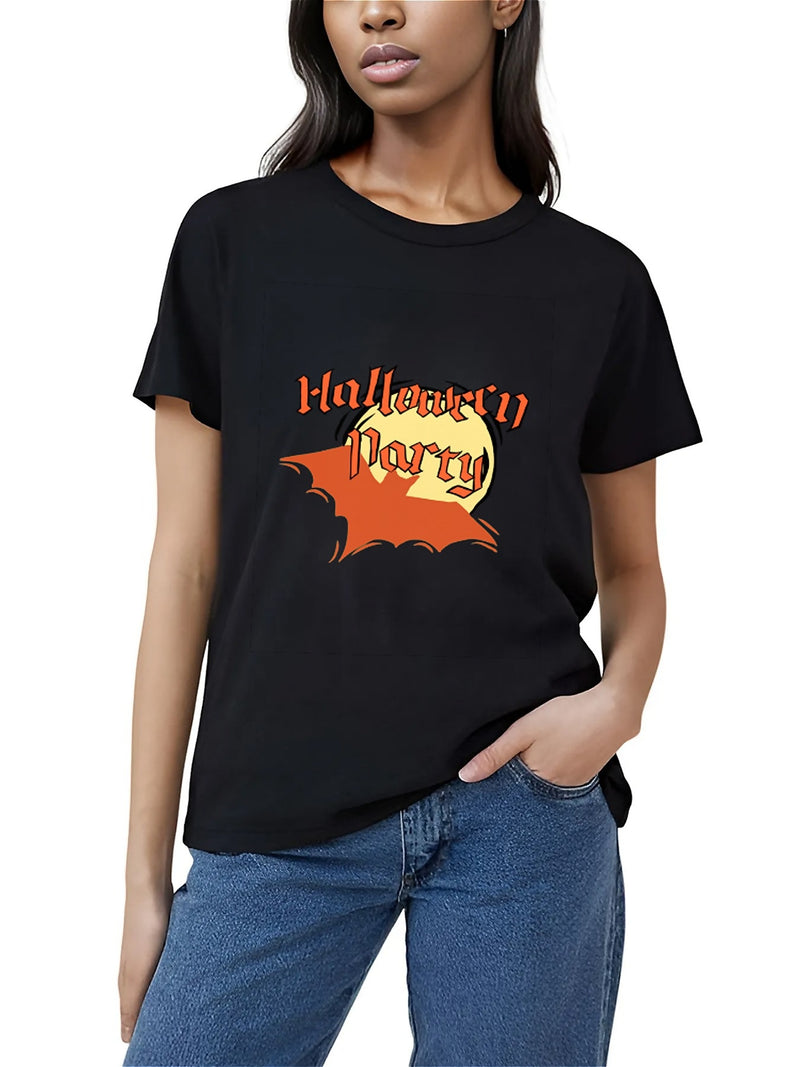 KevaMolly Graphic T Shirts for Women Summer Casual Halloween Printed Tee Cotton Tops Loose Fit