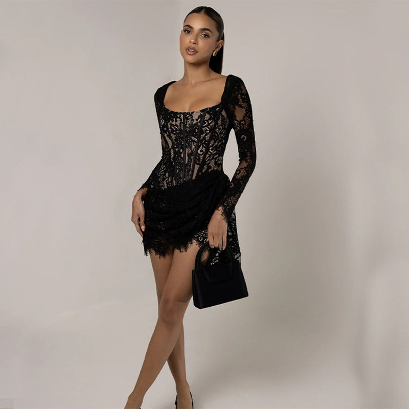 Black Lace Mini Dress