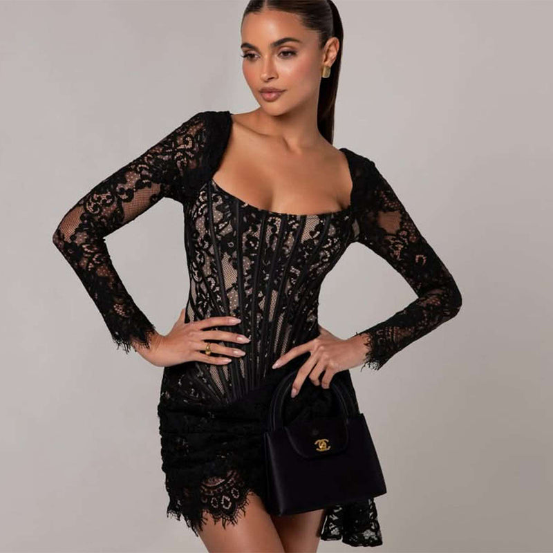 Black Lace Mini Dress