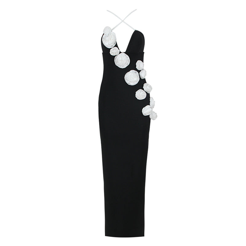 Strappy Sleeveless Pearl Maxi Bandage Dress HL9396